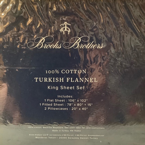 Brooks Brothers 4Pc King Plaid Square 100% Cotton Flannel Sheet Set - Picture 6 of 6